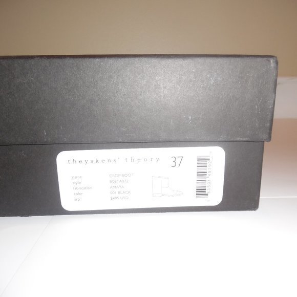 THEYSKENS THEORY Cropped Amaya Suede Ankle Boots Casual‎ Black Booties Shoes 7 - Picture 9 of 11